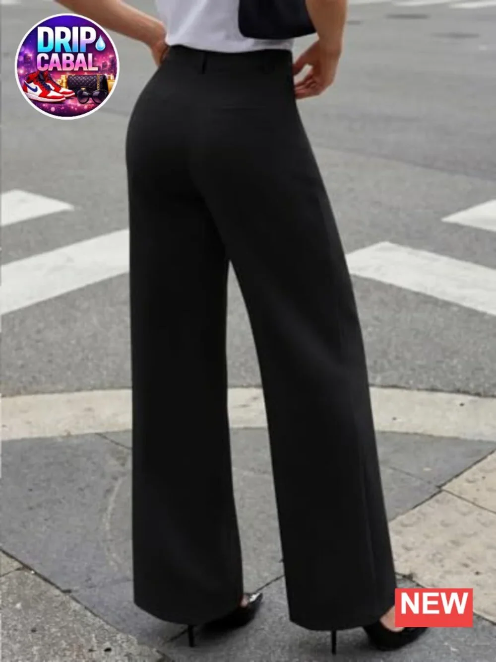 Wide Leg High Waisted Work Pants with Pockets